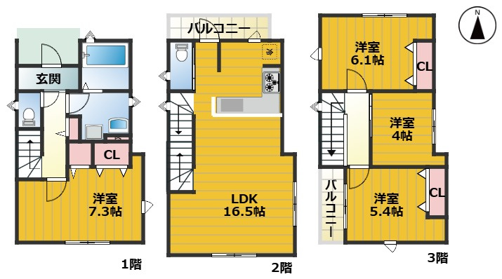 MIRASUMO西区児玉205①｜名古屋市の戸建ならホームアップの間取り