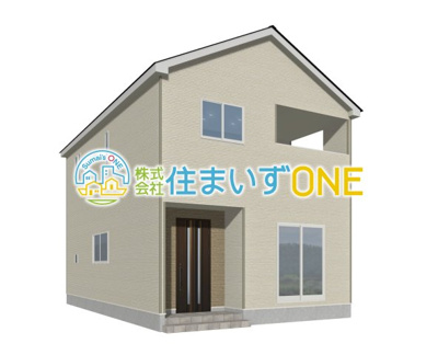 【外観パース】 | 【新築分譲住宅　～クレイドルガーデン～】 山形市あかねヶ丘　第4　☆全3棟☆ | ３号棟　ベージュのナチュラルでかわいらしい外観です♪周囲の景色にも溶け込みやす柔らかい色です。