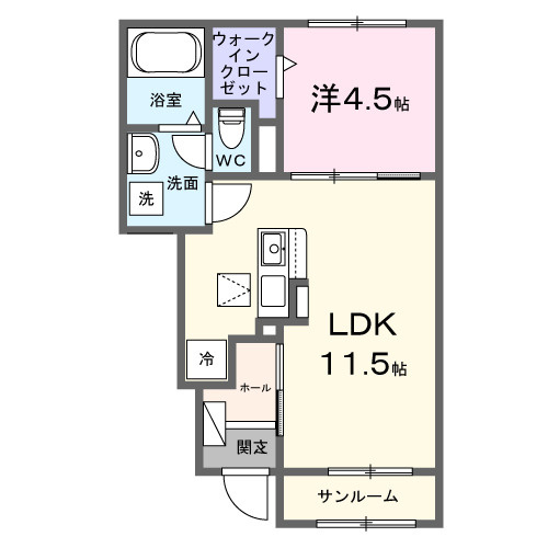 ロックリバー４号館の間取り|間取図