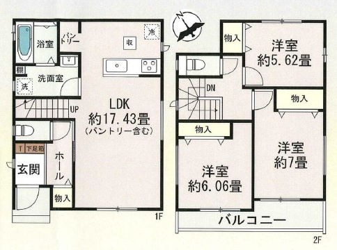 安城市住吉町3期　新築分譲住宅　全1棟　1号棟の間取り