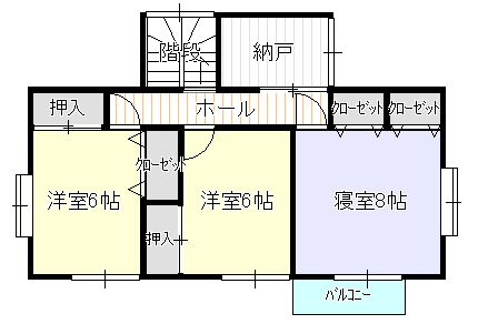 亘理郡亘理町吉田字上塚　中古住宅の間取り|2階間取り図です