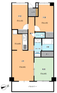 【間取り】 | ライオンズガーデン横浜蒔田 | 東向き・3LDK・全居室収納あり・11階住戸