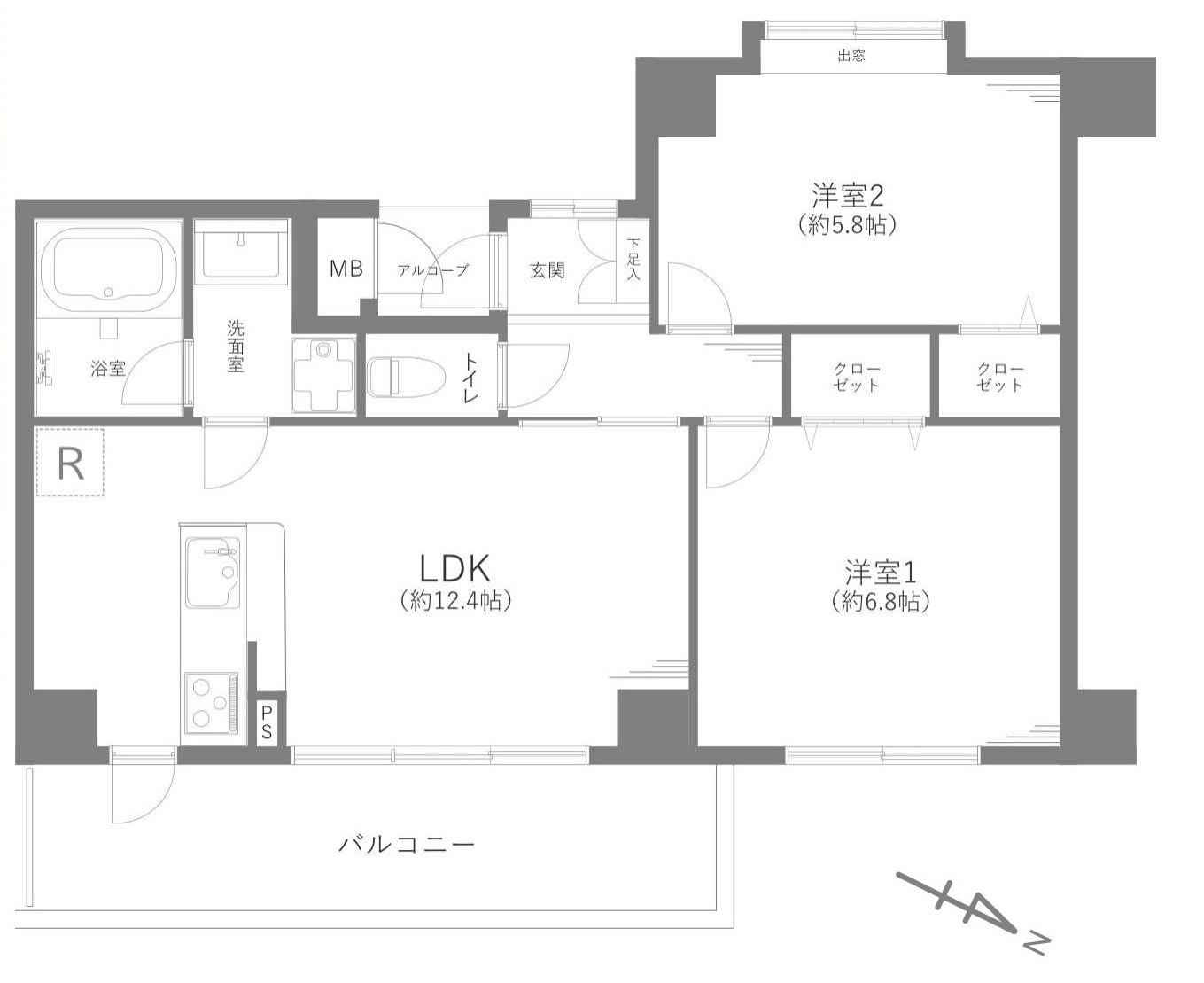 ナイスアーバン志村坂上の間取り|専有面積55.67㎡の2LDK 新規リフォームにつき、快適に新生活をお暮しいただけます