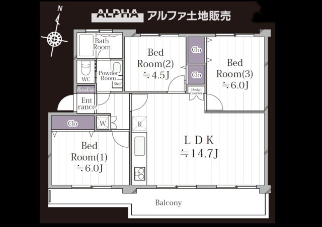 西けやき台団地第9号棟の間取り|【Floor plan】
◆採光と風◆家事導線も比較的良好で、3面採光と風通しの良さで過ごしやすい麗(うら)らかな気分にさせてくれるリビングダイニングルーム