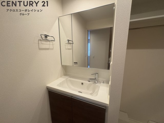 収納もしっかりとある独立洗面台！