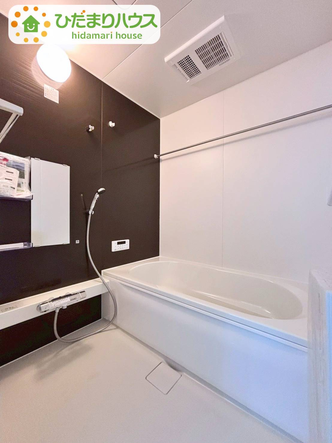 野田市宮崎新田3期　新築戸建　１号棟の浴室|清潔感のある浴室はゆったり浸かれて日頃の忙しさから解放してくれます(^^♪							
