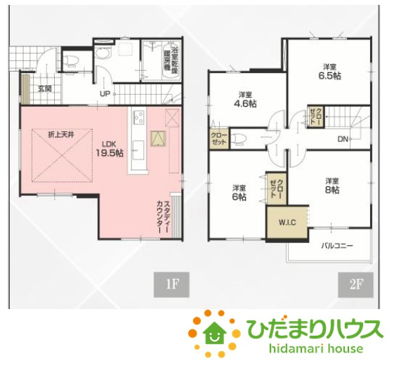 野田市宮崎新田3期　新築戸建　１号棟の間取り|広々リビングの4LDK(^^)/完成が楽しみですね。