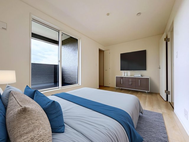 新築戸建・建売　郡山市御前南五丁目　耐震＋制震　朝日が丘小・郡山七中の洋室|画像はAI加工による演出で、実際の家具は付きません。