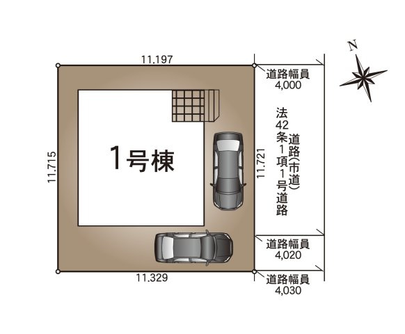 宮崎市恒久第15-1棟（1号棟）の区画図|配置図（1号棟）