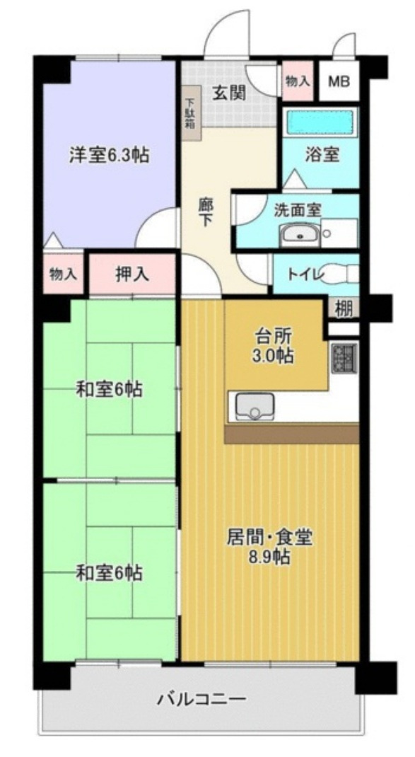 ニューコーポ松蔭　307号室の間取り