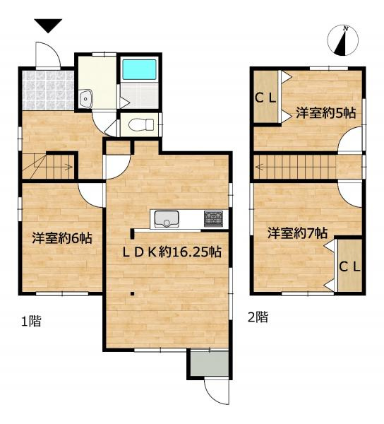 八戸市柏崎４丁目の区画図|【リフォーム予定区画図】普通車2台と軽1台を駐車できるように外構工事をおこないます。
