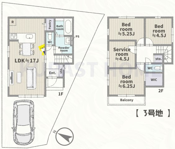 長岡京市奥海印寺門ノ町　新築戸建の区画図
