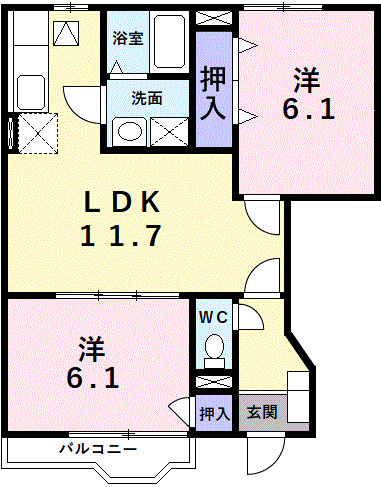 パールヒルズ K・Hの間取り