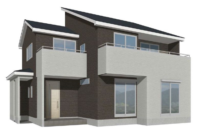 【外観パース】 | フォーセール前橋市富士見町第3時沢ー⑨ | （完成予想図）
全棟IOT住宅仕様です！
時沢小学校まで徒歩5分！9・10・11号棟には太陽光パネルを設置します！