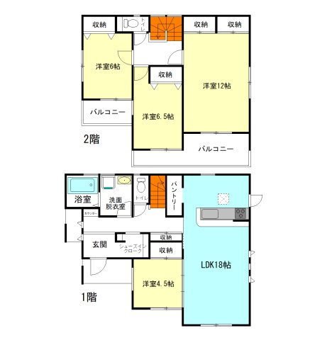【間取り】 | フォーセール前橋市富士見町第3時沢ー⑨ | 玄関には大容量シューズインクローク付き！
キッチンには嬉しいパントリー完備！