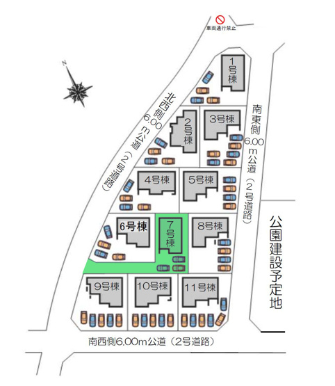 【区画図】 | フォーセール前橋市富士見町第3時沢ー⑦ | 全区画敷地面積60坪以上！