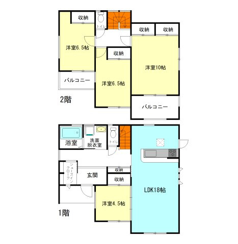 【間取り】 | フォーセール前橋市富士見町第3時沢ー⑥ | 玄関には嬉しいシューズインクローク完備！
2階居室南向き＋6帖以上のゆったり間取り！
