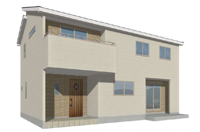 【外観パース】 | フォーセール前橋市第3富士見町時沢ー④ | （完成予想図）
全棟IOT住宅仕様です！
時沢小学校まで徒歩5分！
全棟防犯カメラ2ヵ所設置！