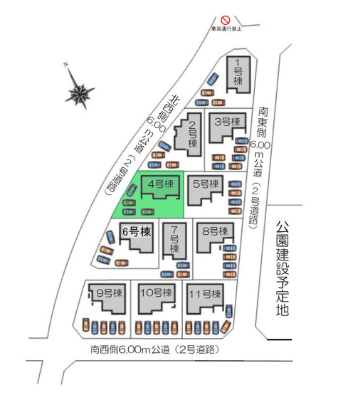 【区画図】 | フォーセール前橋市第3富士見町時沢ー④ | 全区画敷地面積60坪以上！
カースペースは4台駐車可能！