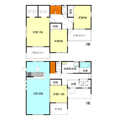 【間取り】 | フォーセール前橋市富士見町第3時沢ー③ | 玄関には嬉しいシューズインクローク完備！
全居室南向き＋6帖以上のゆったり間取り！