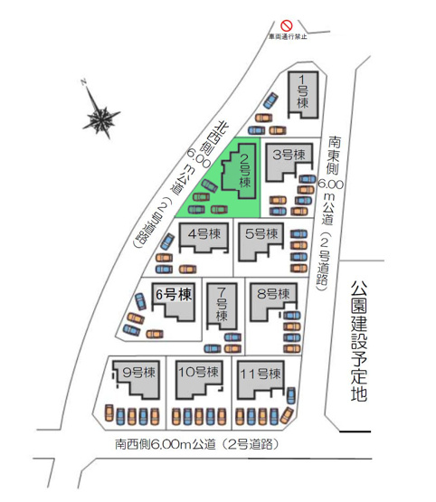 【区画図】 | フォーセール前橋市富士見町第3時沢ー② | 全区画敷地面積60坪以上！
カースペースは4台駐車可能！