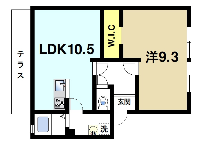サニーコートＡ・Ｂ（四条大路）の間取り|1LDKへリフォーム予定