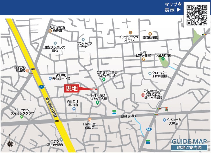 新築戸建・建売　郡山市台新二丁目　耐震＋制震　大成小・郡山一中の地図