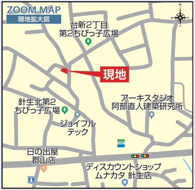 新築戸建・建売　郡山市台新二丁目　耐震＋制震　大成小・郡山一中の地図