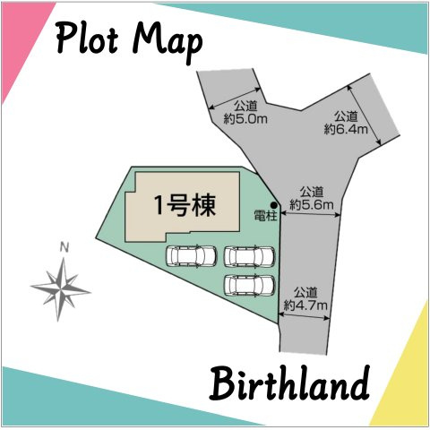 新築戸建・建売　郡山市台新二丁目　耐震＋制震　大成小・郡山一中の区画図|カースペース3台　※敷地内に電柱及び支線が入る場合がございます。