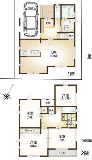 【間取り】 | 横浜市鶴見区上の宮２丁目　新築戸建　全2棟