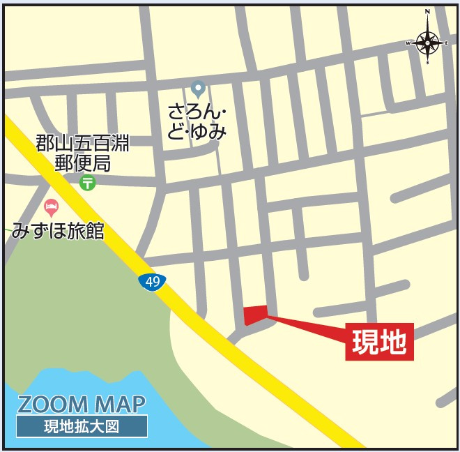 新築戸建・建売　郡山市菜根四丁目　長期優良住宅　桜小・郡山三中の地図