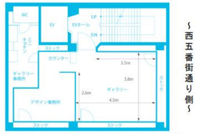 【間取り】 | 銀座駅徒歩5分 阿部ビル 4階 15.27坪 画廊居抜き