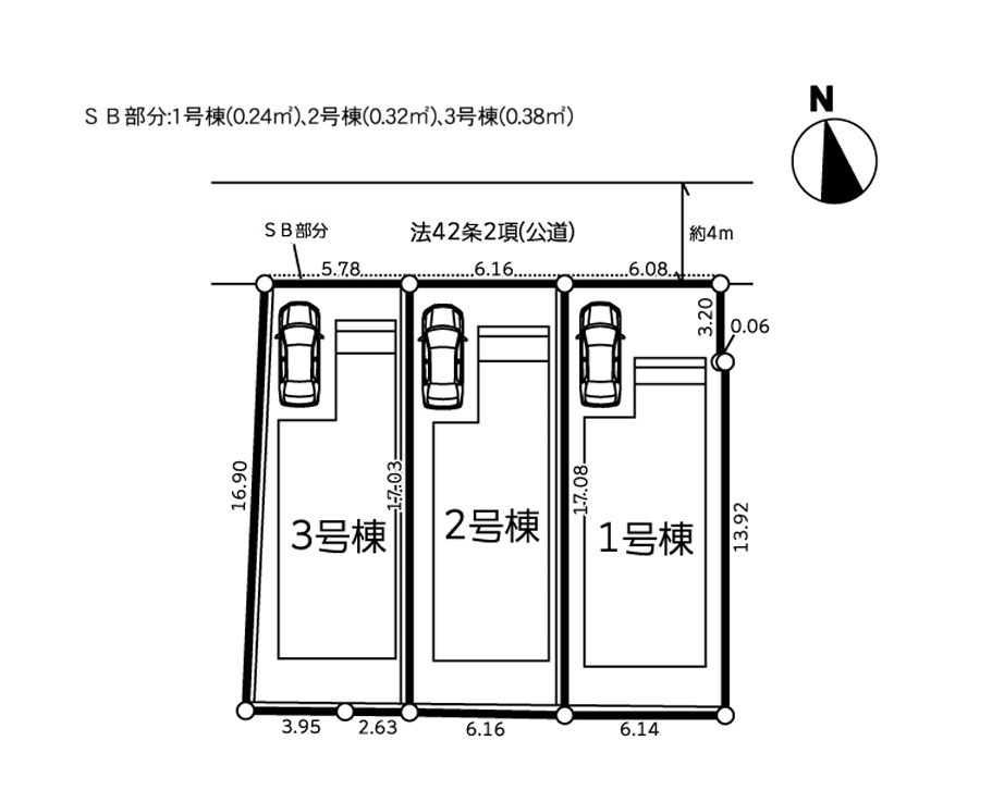横浜市瀬谷区宮沢2丁目 新築戸建て【仲介手数料無料】の区画図