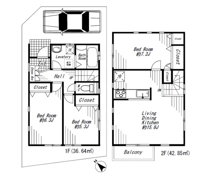 ビバリーホームズ駒沢大学Ⅱ A棟　メゾネット　ペット相談　全居室2面採光の間取り