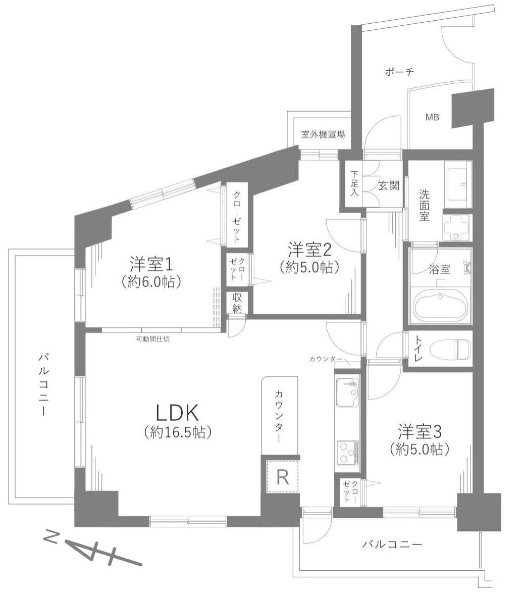 多摩市聖ヶ丘４丁目の中古マンションの間取り