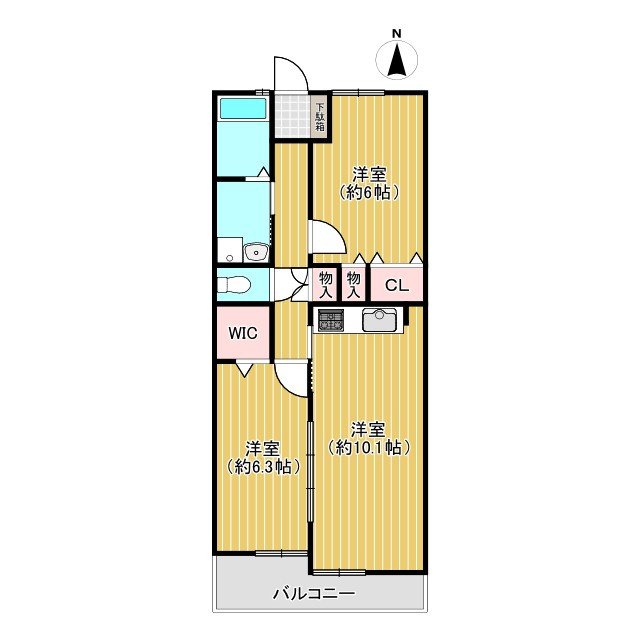 グローバル洛西口の間取り|5階建て3階部分！
南向きの明るいお部屋です！