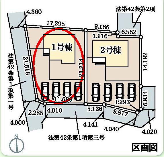 リーブルガーデンS第1堀越　1号棟の区画図|駐車場4台ご用意しています！来客時も重宝します♪
並列駐車なので、車の出し入れもしやすいですよ！