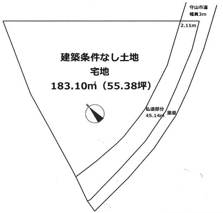 守山市赤野井町　建築条件無し売土地の土地図
