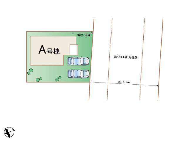 ハートフルタウン前橋市朝日町3丁目29番　A号棟の区画図|駐車場２台ご用意しています！
前面道路も広いので車の出し入れもしやすいですよ！