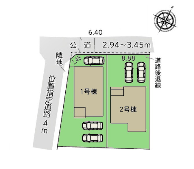 富士宮市宮原　②号棟　新築戸建  全２棟 の区画図