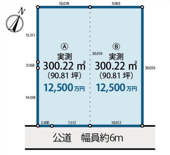 敷地面積９０坪　売地　川越市南通町Ａ