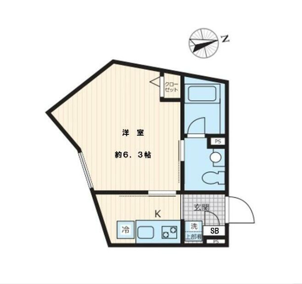 Fullea若林　築浅　礼金0　ネット0　セキュリティ完備の間取り