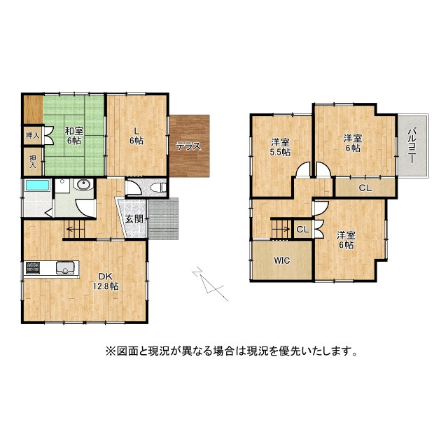草津市西矢倉2丁目　中古戸建ての間取り