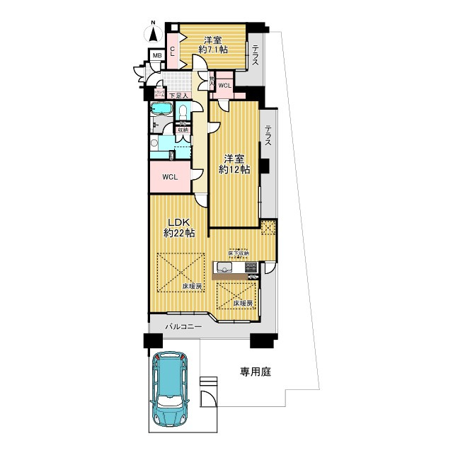 サーパス西向日の間取り|収納スペース充実の2LDK
令和4年12月リフォーム済み！