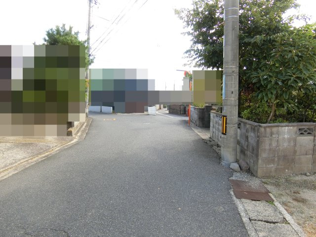 旗ヶ崎3丁目売地（解体更地渡し）２（角地）の前面道路含む現地写真