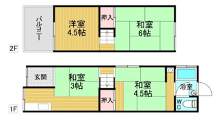 【間取り】 | 大東市北条2丁目テラスハウス