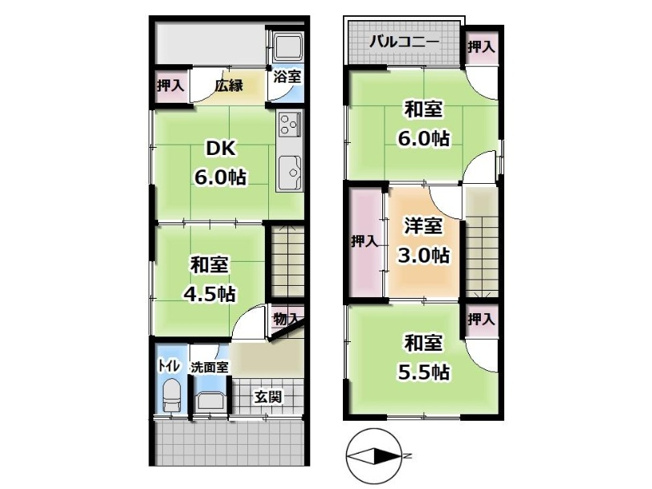 【間取り】 | 山科区椥辻東浦町　中古戸建
