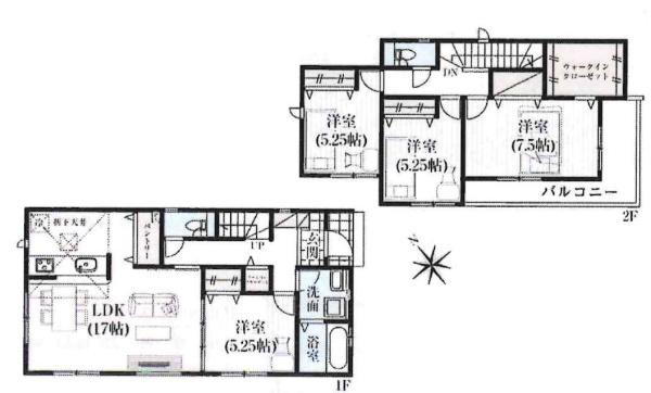 岡崎市矢作町　全3棟・3号棟の間取り|間取り図です