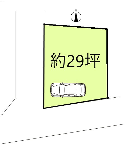 新築一戸建て 川越市砂新田の区画図|約29坪 角地