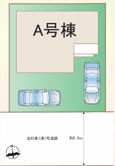 西川田東町306番　A棟の区画図|A棟　敷地面積　128.45㎡（38.85坪）　カースペース２台可能です♪